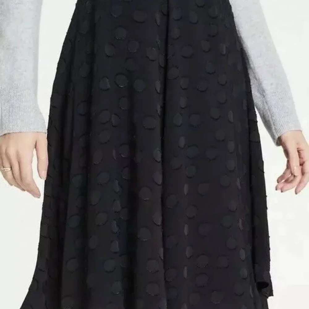 Ann Taylor Black Clip Dot Full Circle Chiffon Skirt Petite ‎ Size 6P - Picture 11 of 11